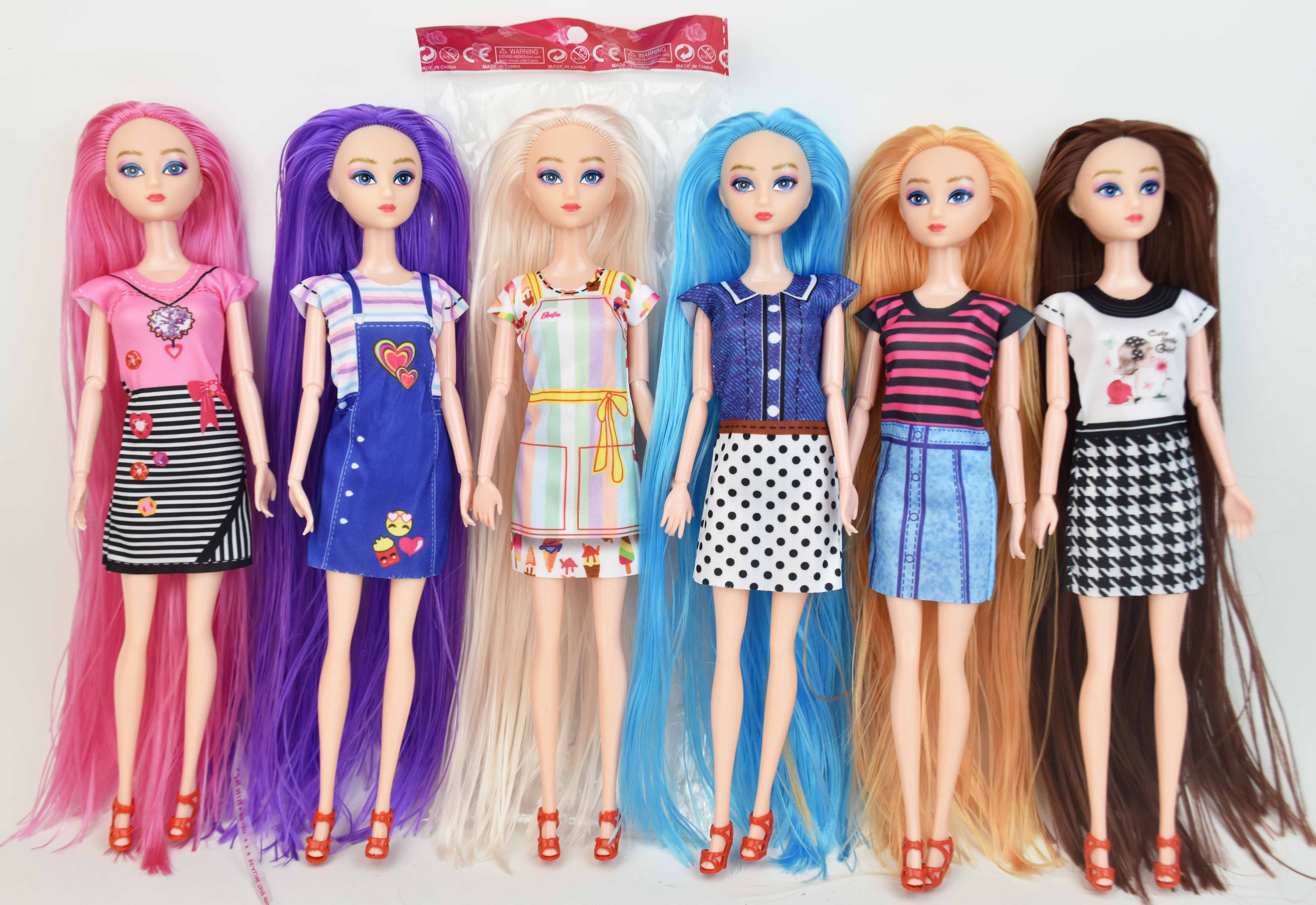 11.5-inch Solid Body 9-Joint Long Hair Barbie Doll