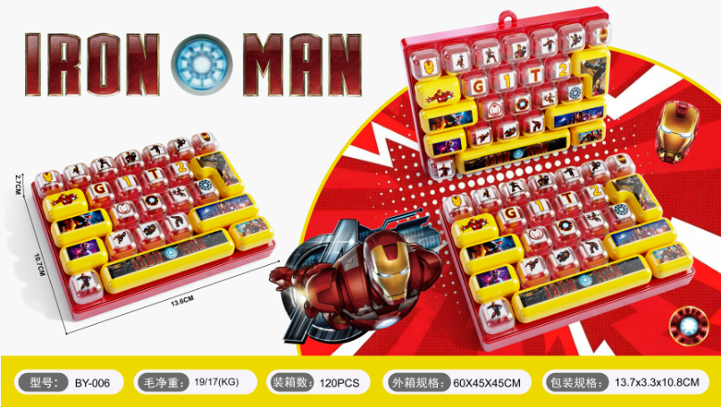 Iron Man Stress Relief Keyboard with LED Lights (Includes 3 CR1220 Batteries)