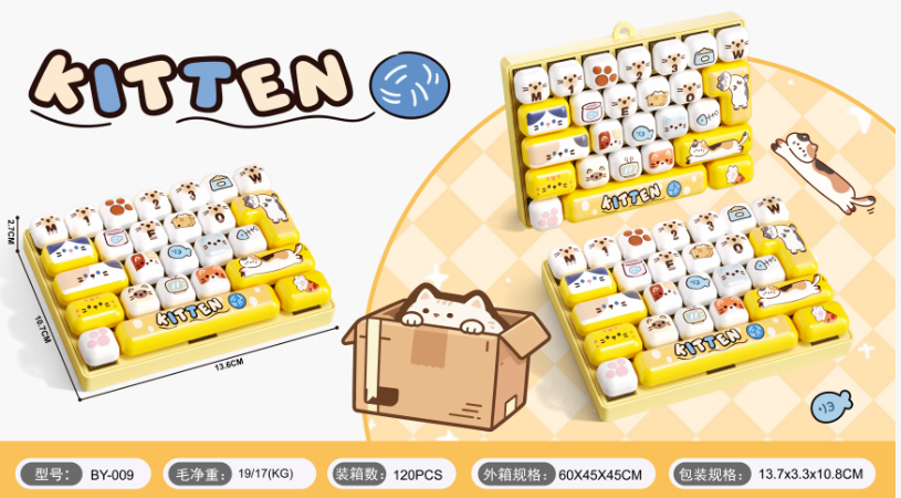 Light-Up Cat-Themed Stress Relief Keyboard with 3 CR1220 Batteries Included