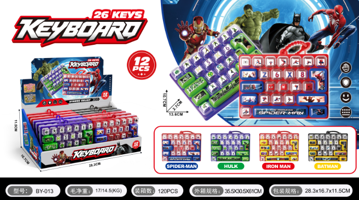 Stress-Relief Keyboard with Light Package, Includes 3 CR1220 Batteries, Four Styles Mixed