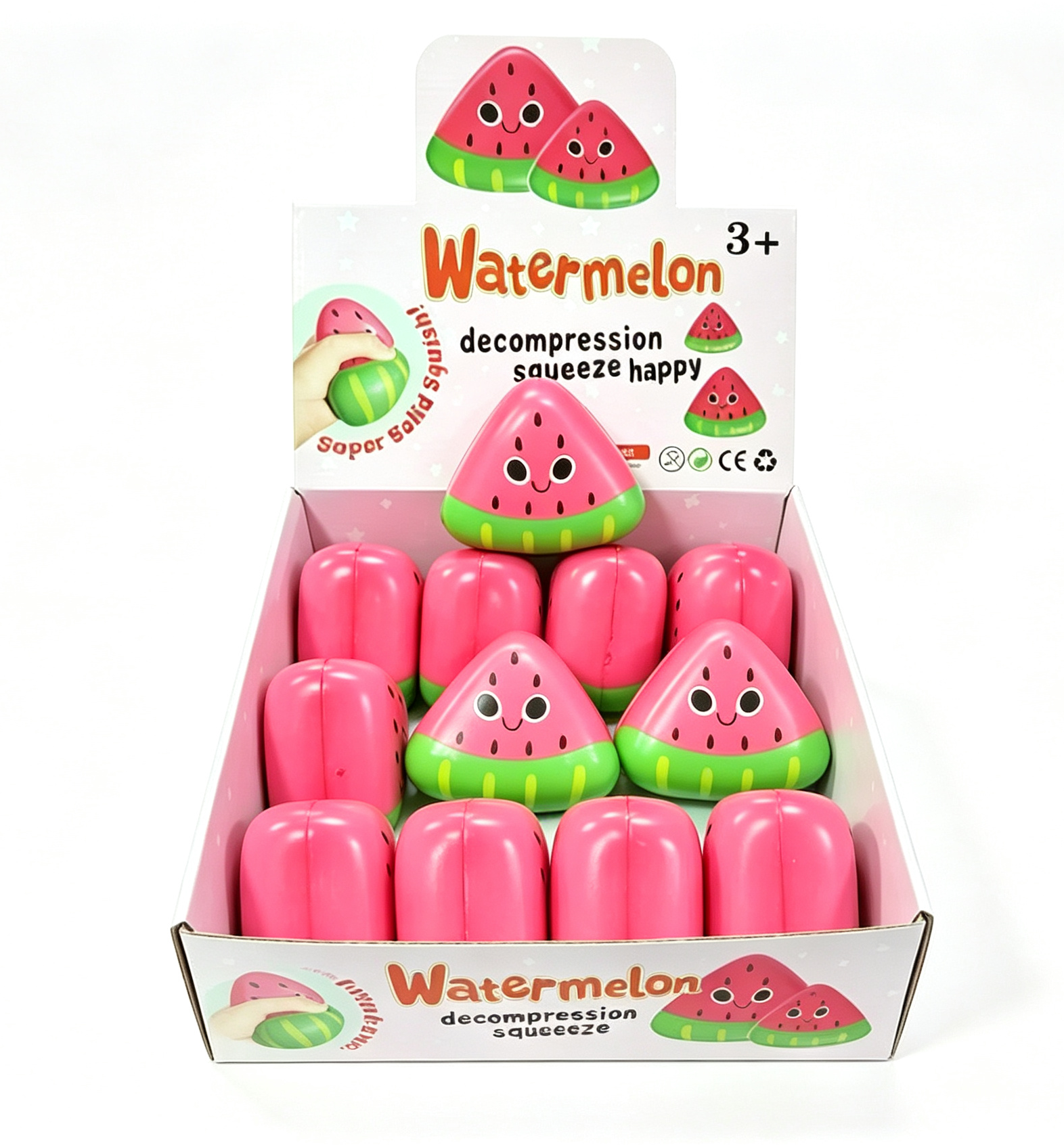 Display Box of 12 Watermelon Stress Balls