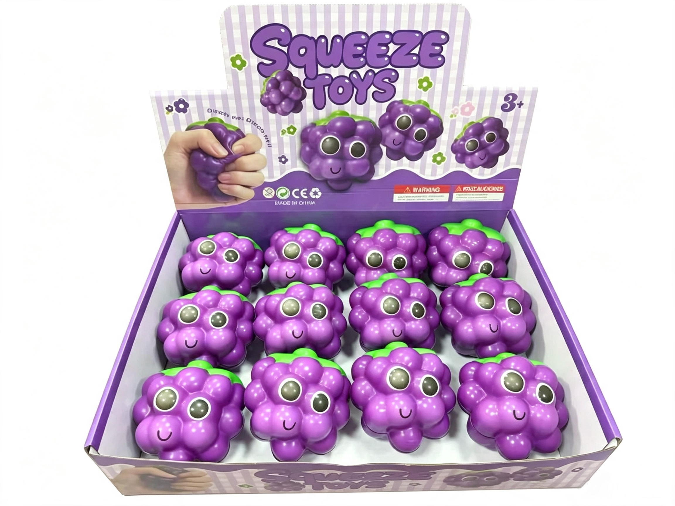 Display Box of 12 Grape Stress Balls
