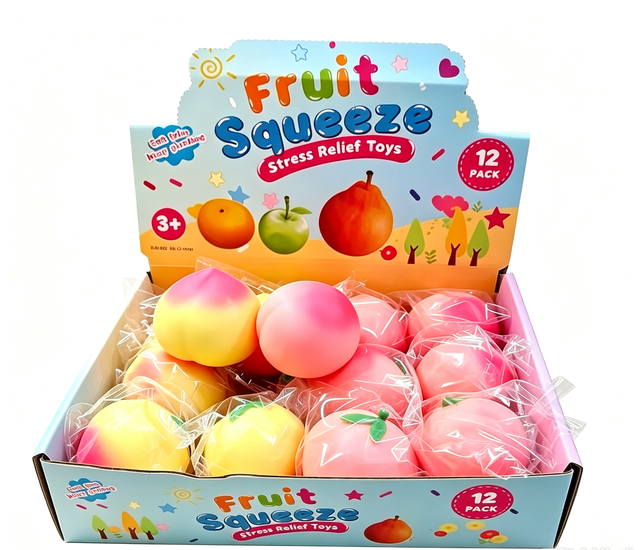 12-Piece Peach Slow Rising Squeeze Toy