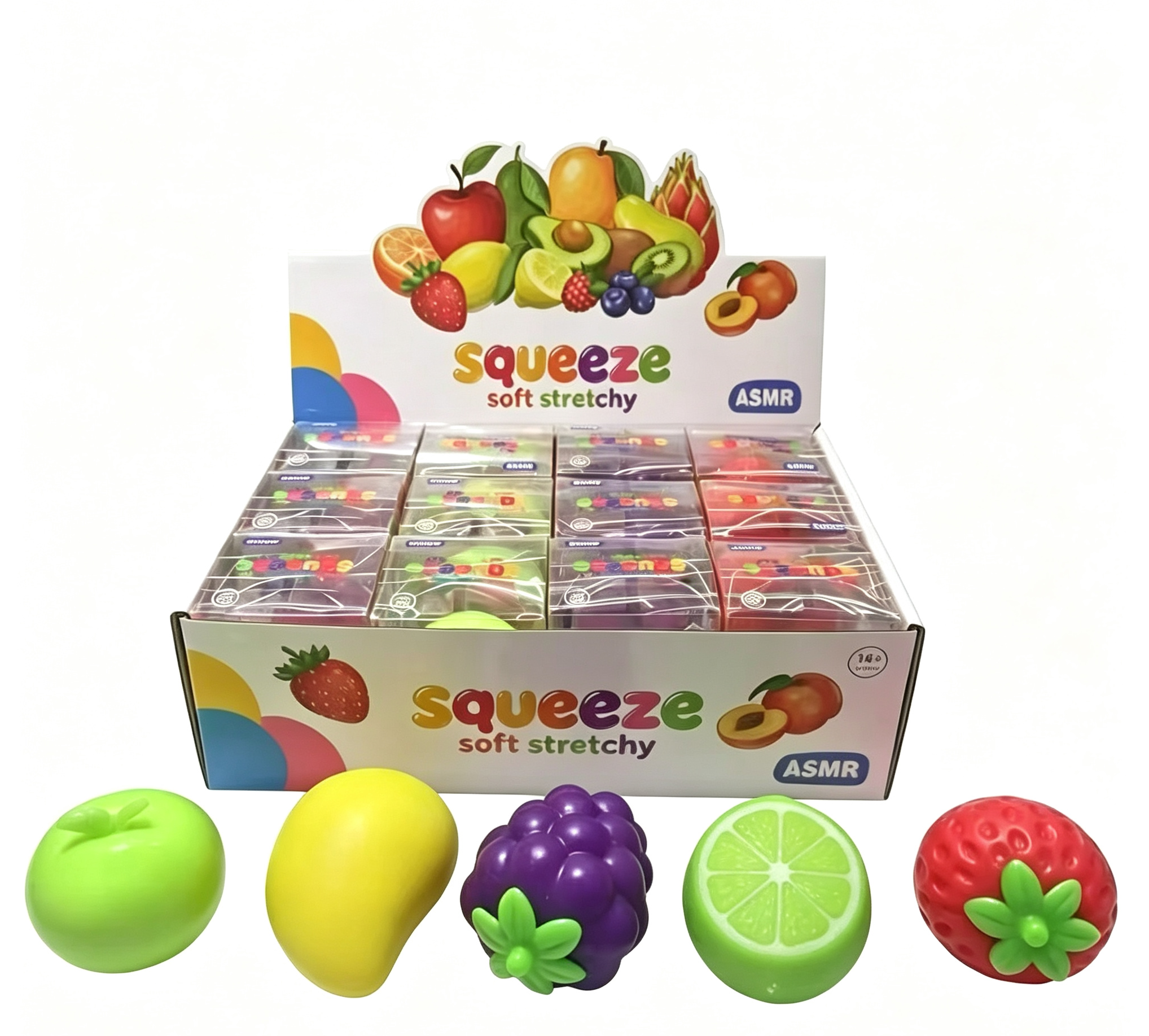 12-Piece Slow-Recovery Stress Relief Fruit Building Blocks
