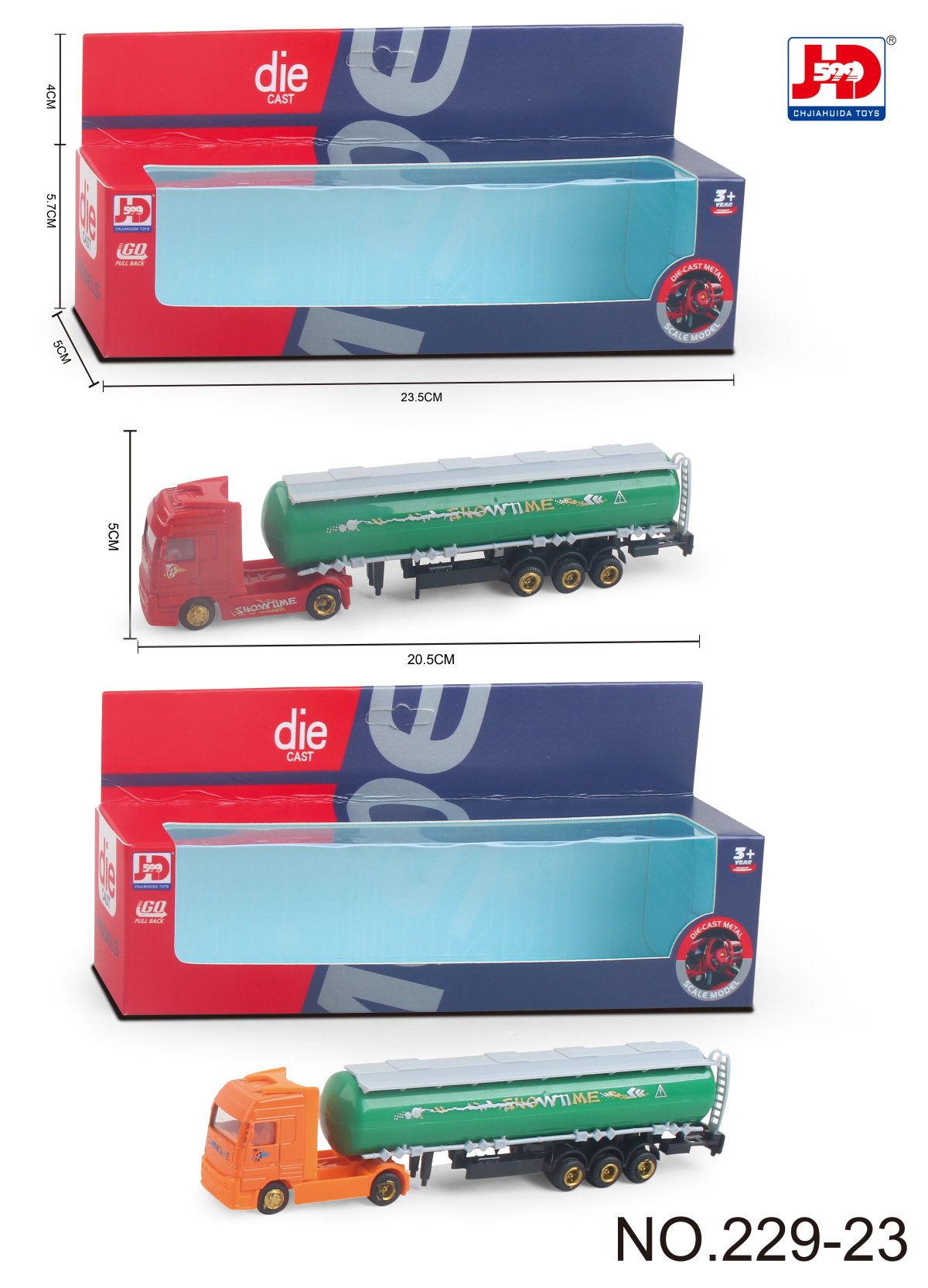 Children's Toy/Alloy Tanker Truck in Red and Orange
