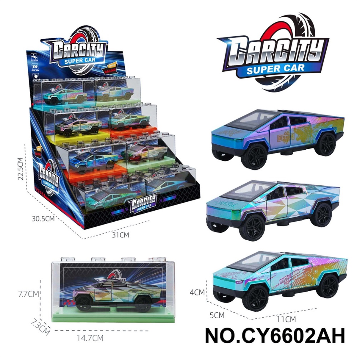 1:36 Scale Rainbow Alloy Tesla Model Car - Assorted Colors (Blue/Green/Gray)