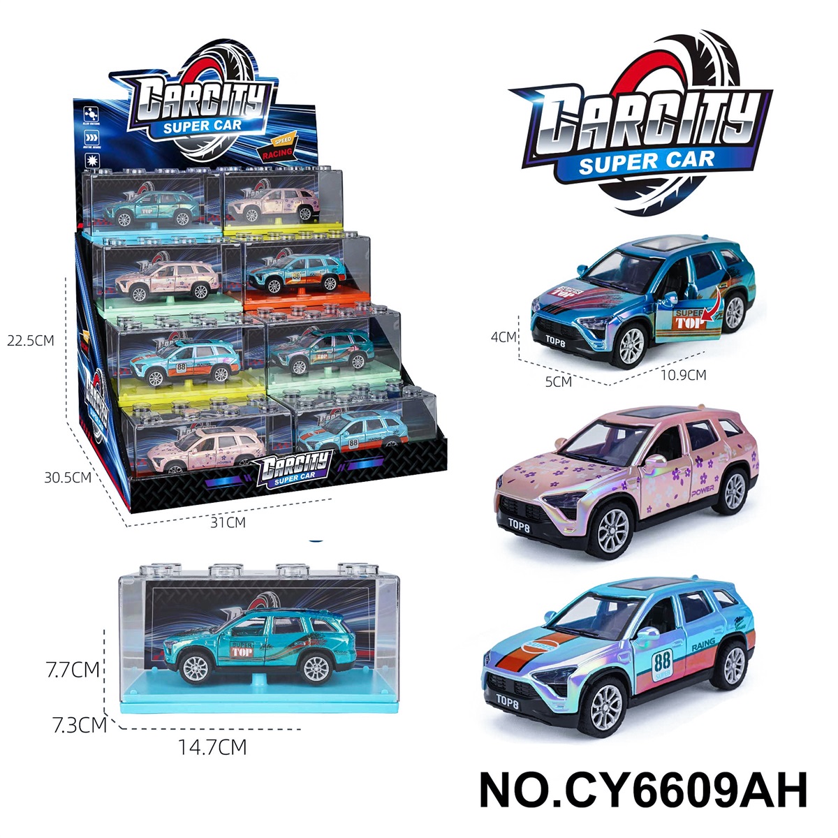 1:36 Scale Rainbow Die-cast Alloy Car - NIO Rainbow Gulf Blue/Deep Blue/Pink Three-color Assortment
