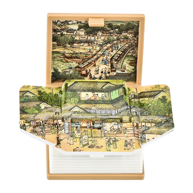 3D Folding Keychain Mini Puzzle Toy Pop-Up Book Qingming Scroll