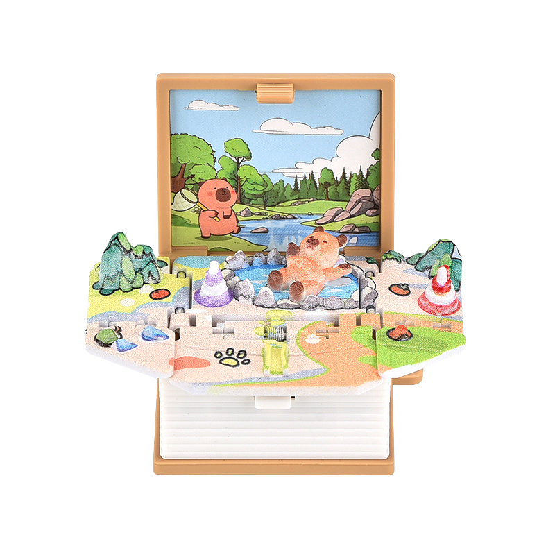 Capybara 3D Foldable Keychain Clip Crane Machine Gift Box Blind Box Backpack Charm Stress Relief Keychain