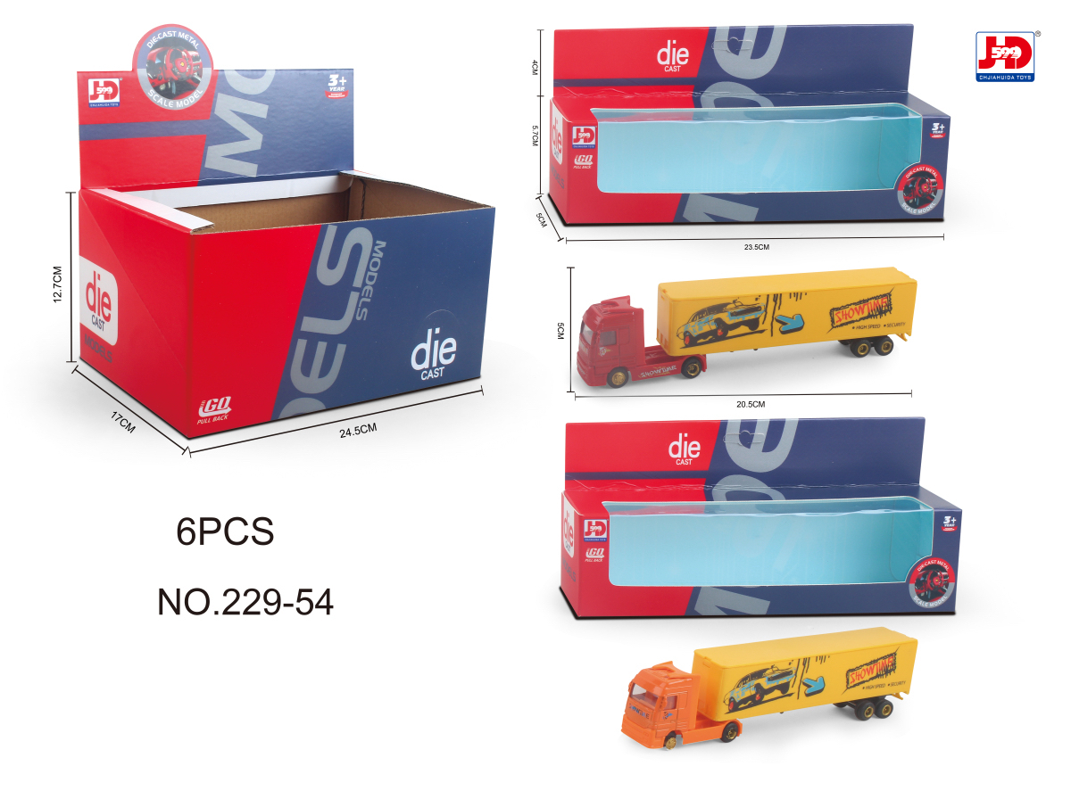 Children's Toy/Alloy Container Truck Head 6PCS Red, Orange